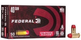 Federal Syntech Range Total Synthetic Jacket .40 S&W 165 gr ammunition features 50 polymer coated cartridges